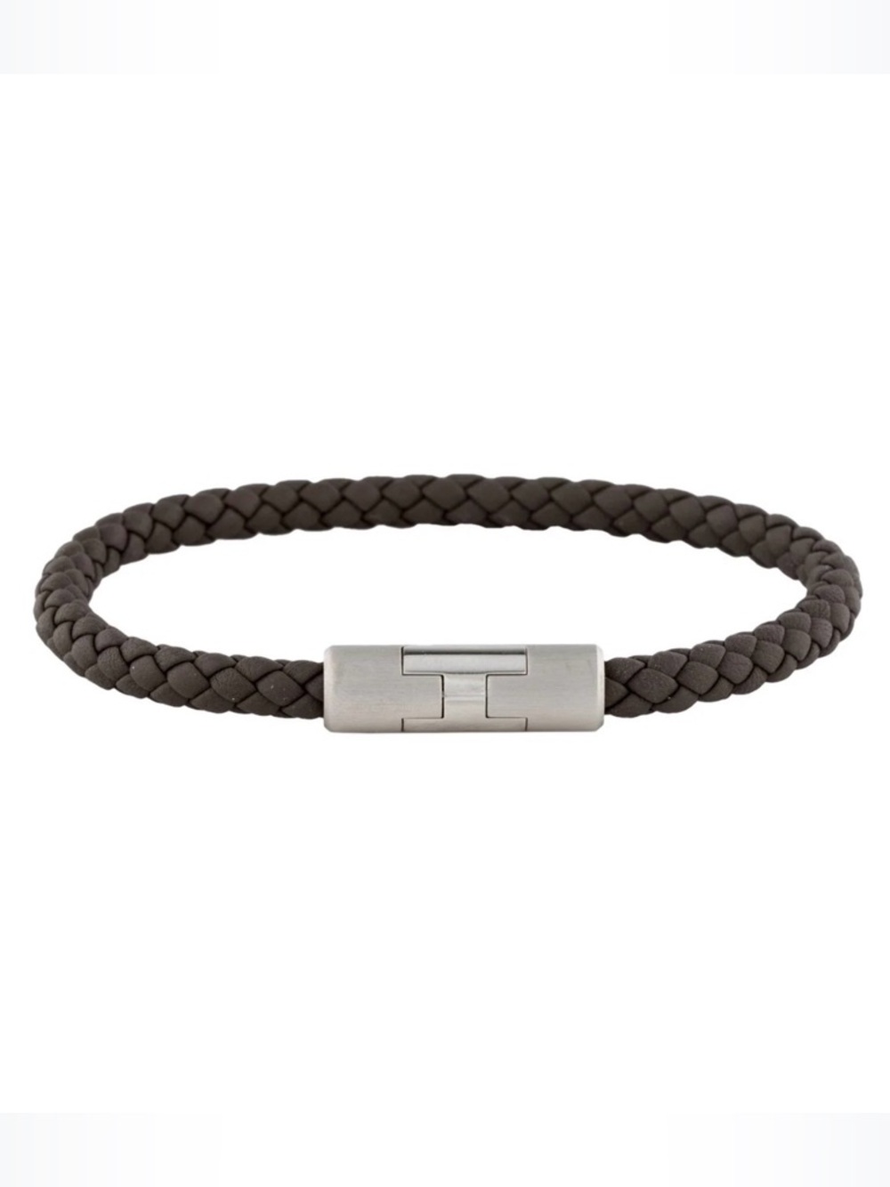 NWT unisex Hermès Puzzle Black Leather Bracelet with Silver Clasp - small size